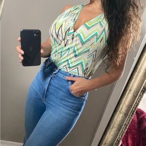 Designer brand halter style sleeveless printed lightweight top